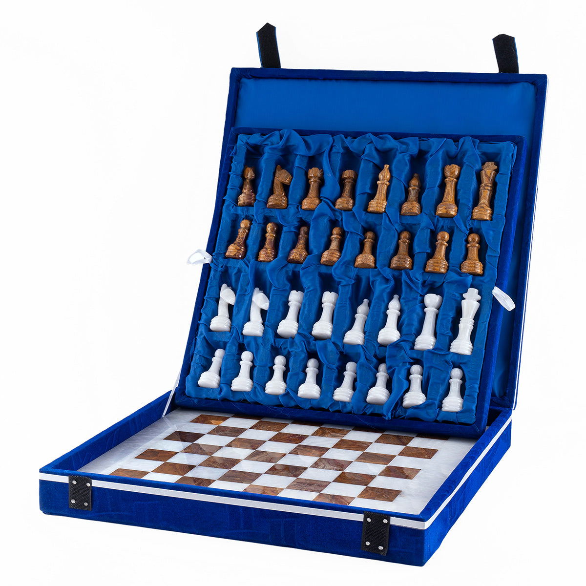 White & Old Copper Luxury Marble Chess Set (15"x15")