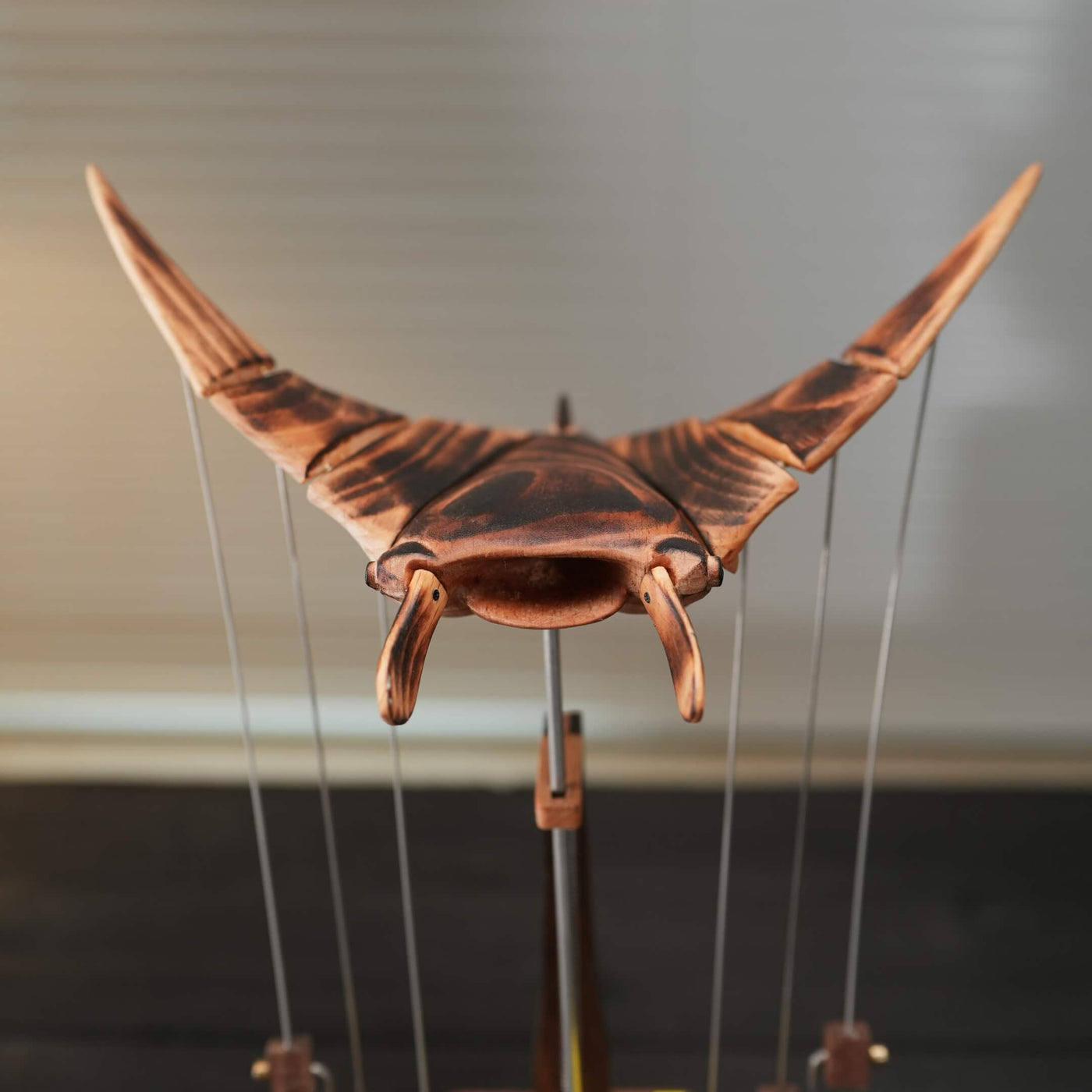 Handcrafted Wooden Manta Ray Automaton