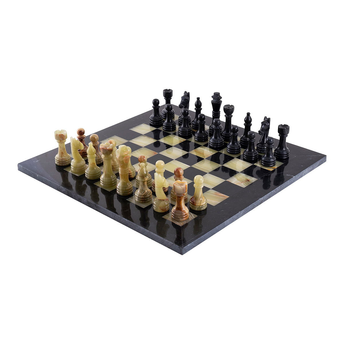 Black & Onyx Luxury Marble Chess Set (15"x15")