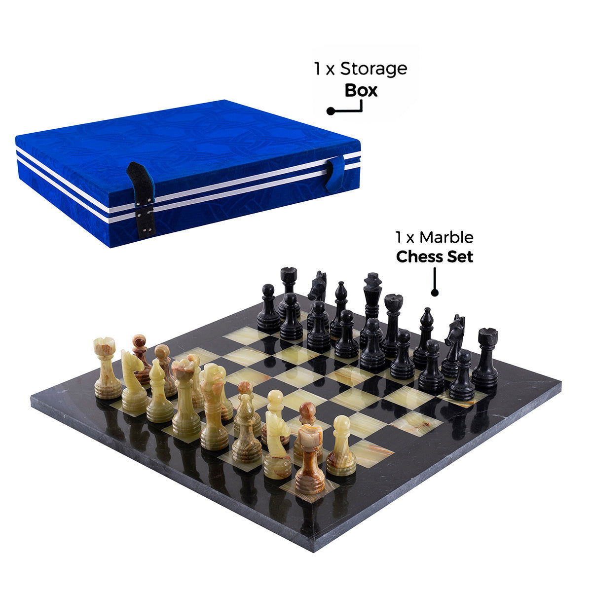 Black & Onyx Luxury Marble Chess Set (15"x15")