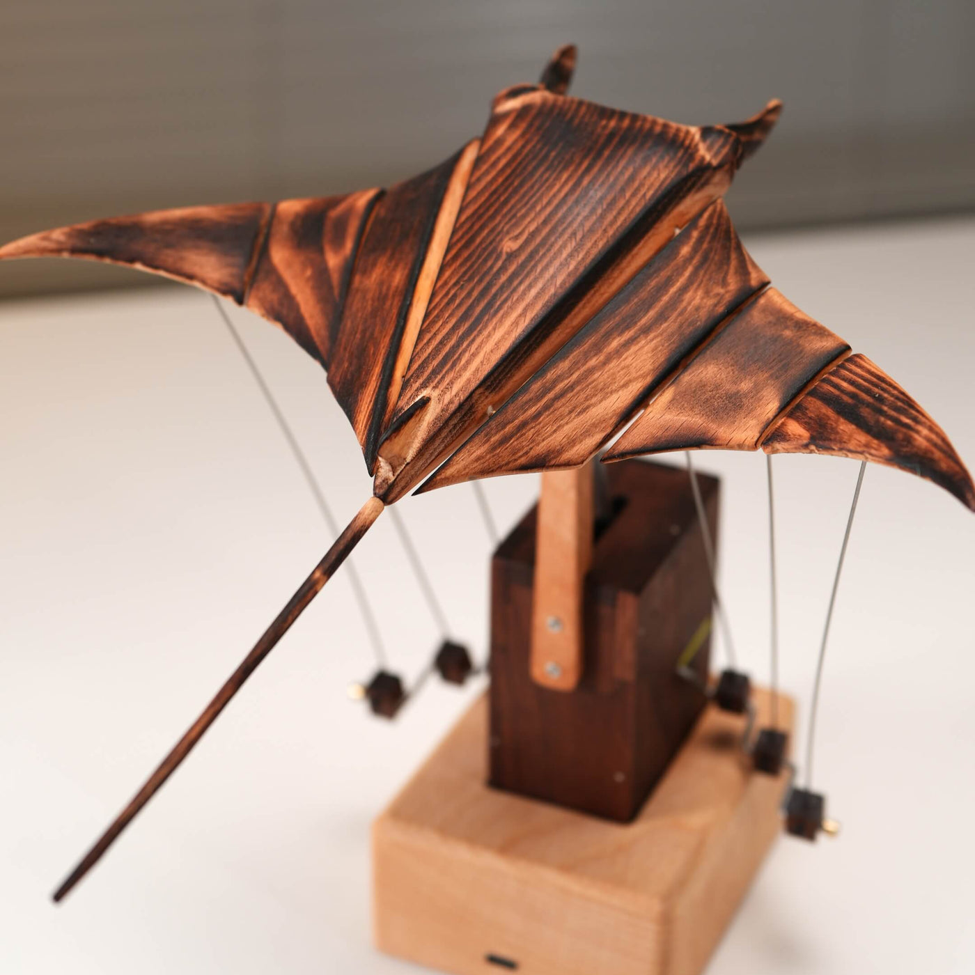Handcrafted Wooden Manta Ray Automaton