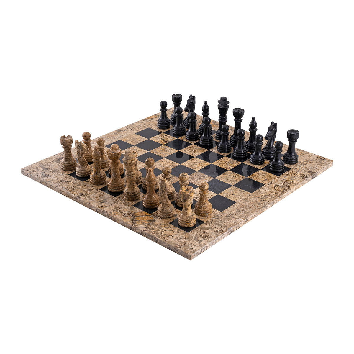 Pinecone & Black Luxury Marble Chess Set (15"x15")